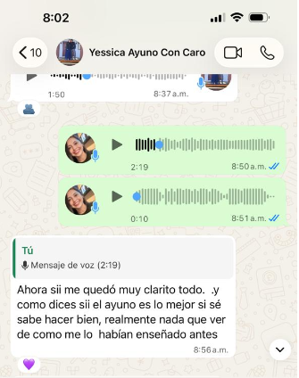 Testimonio de Yessica, Ayuno con Caro