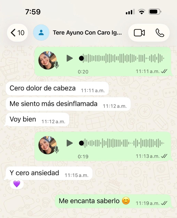 Testimonio de Tere, Ayuno con Caro